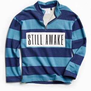 URBAN OUTFITTERS UO Still Awake Half Zip Mock Neck Sweatshirt‎ Rugby Navy XL